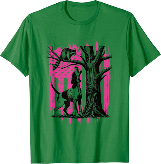 Patriotic Coon Hunting Dog American Flag T-Shirt - T-Shirt | Irish Green