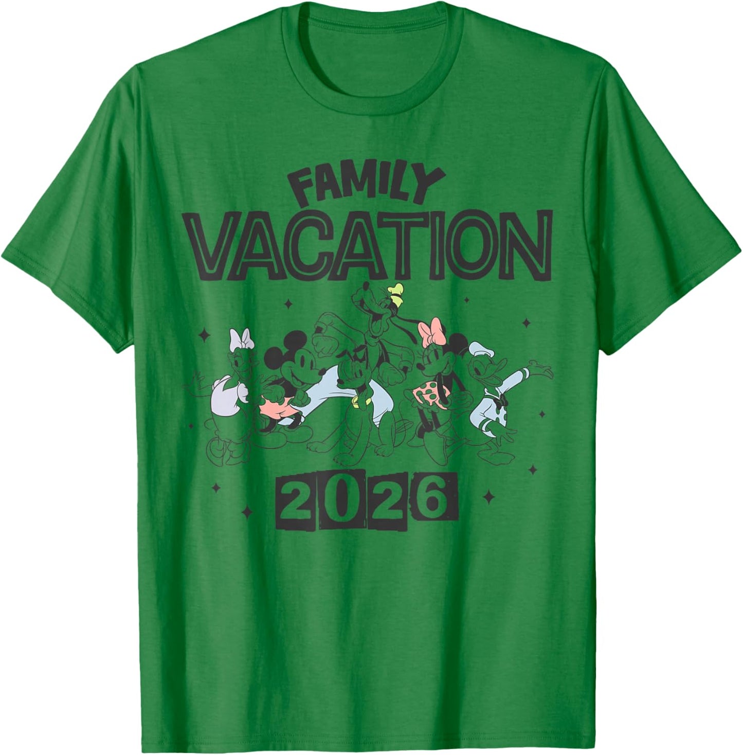 Disney Mickey and Friends Family Vacation 2026 Full Party T-Shirt - T-Shirt | Irish Green