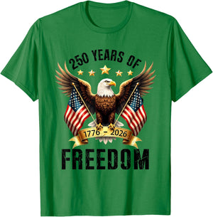 250th Anniversary American Flag Eagle 1776 2026 Patriotic T-Shirt - T-Shirt | Irish Green