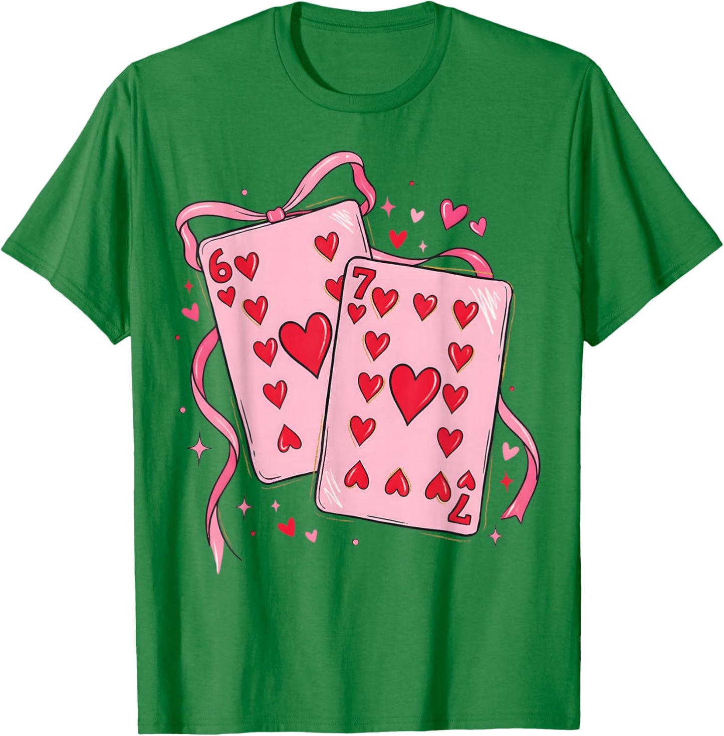 Playing Cards Valentine 6 7 67 Six Seven Valentines Funny T-Shirt - T-Shirt | Irish Green