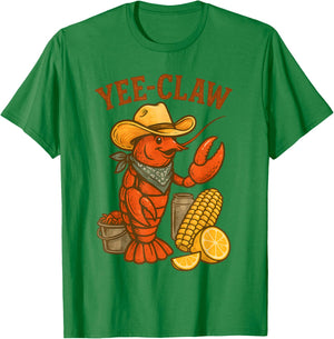 Yee Claw Funny Crawfish Cajun Seafood Party Boys Kids Men T-Shirt - T-Shirt | Irish Green