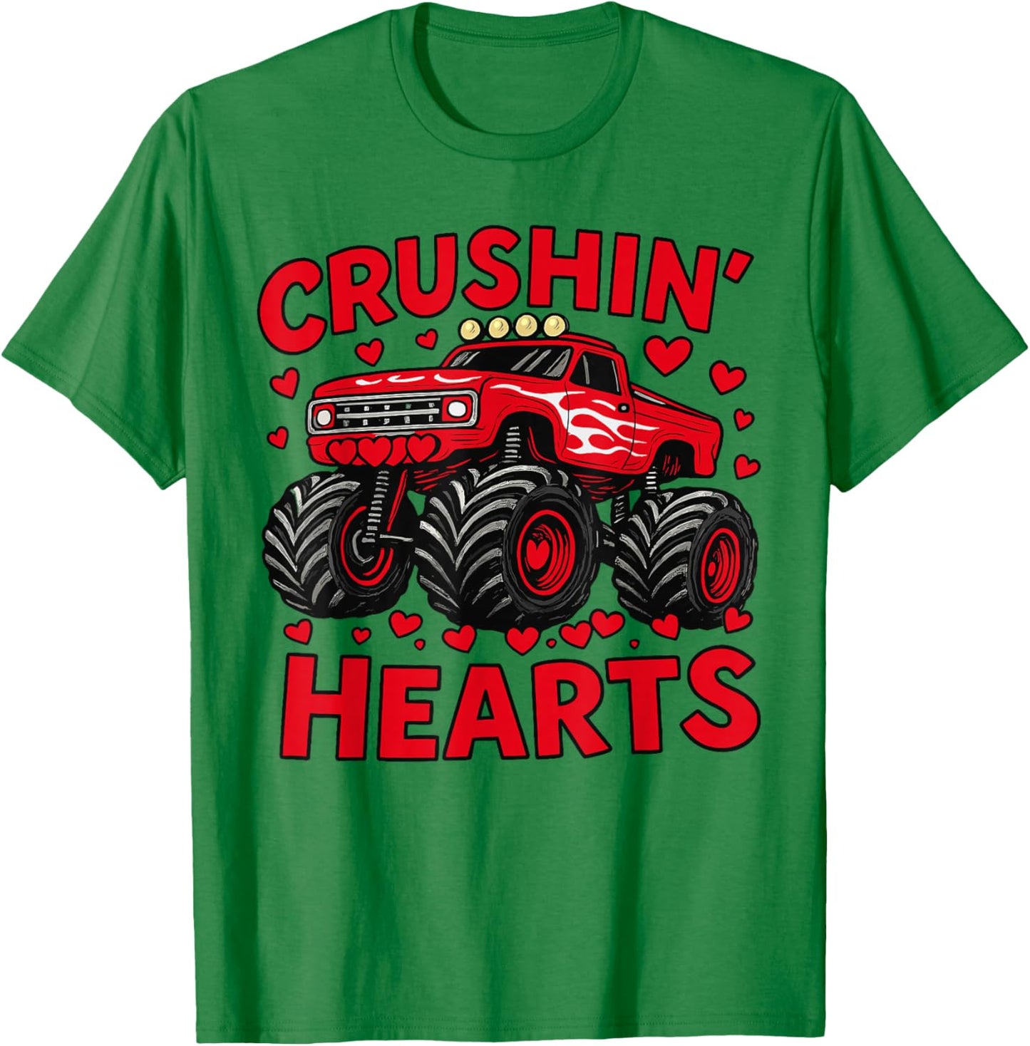 Crushin-Hearts Valentine Truck Boys Toddlers Valentines Day T-Shirt - T-Shirt | Irish Green