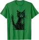 Minimal Line Art Minimalist Abstract Sketch Scribble Cat T-Shirt - T-Shirt | Irish Green