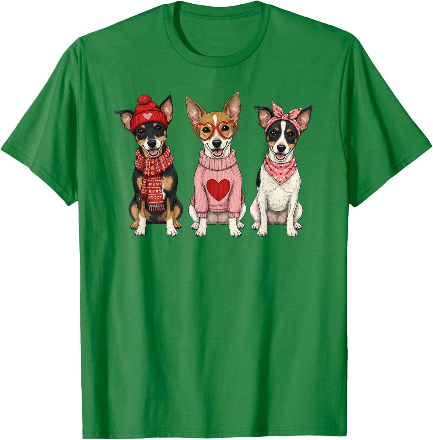 Cute Rat Terrier Valentine Dog T-Shirt - T-Shirt | Irish Green