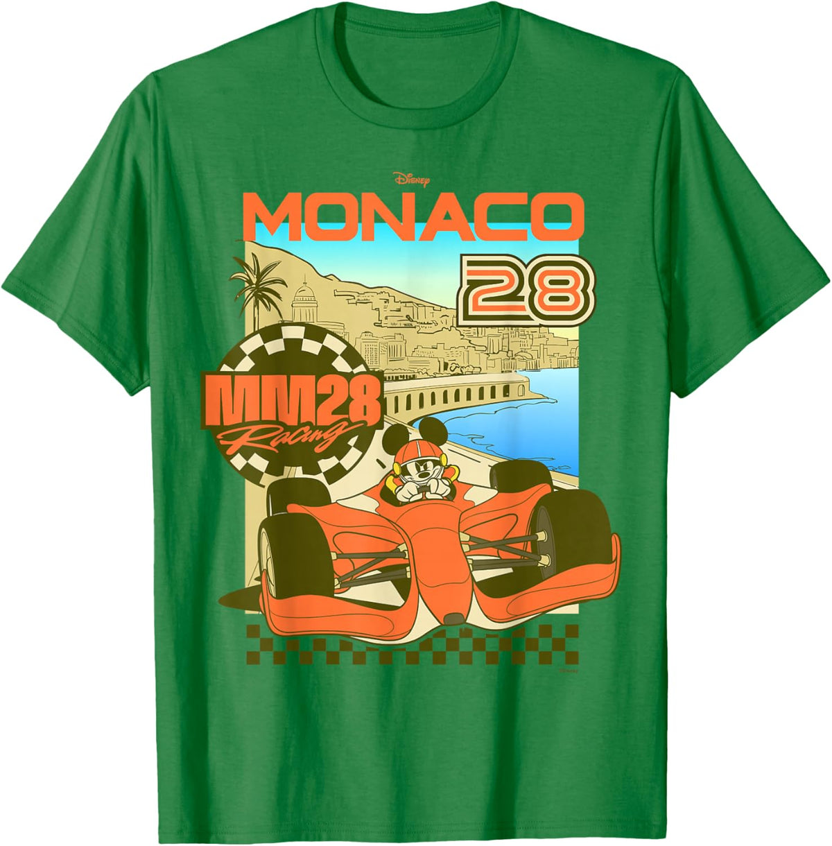 Disney Mickey and Friends Monaco 28 Racing Poster T-Shirt - T-Shirt | Irish Green
