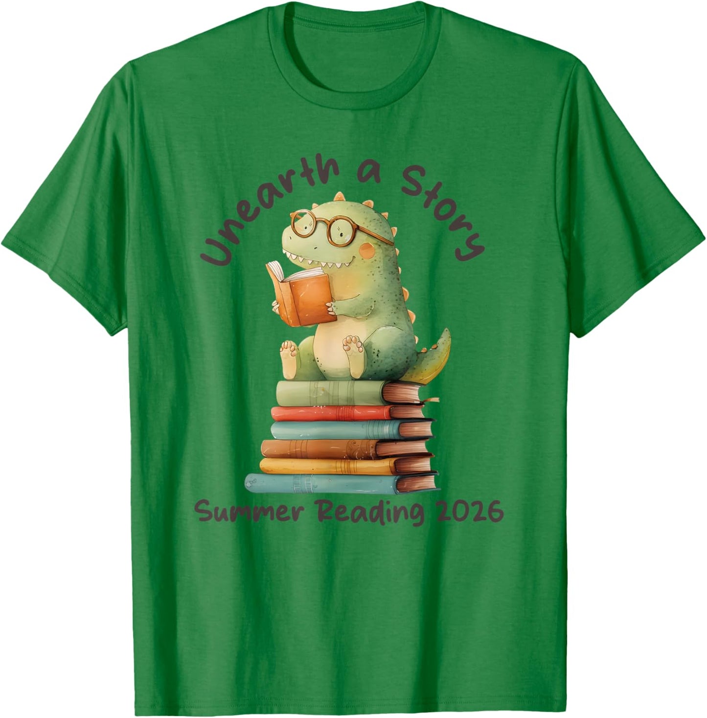 Unearth a Story Summer Reading 2026 Men Women Kids T-Shirt - T-Shirt | Irish Green