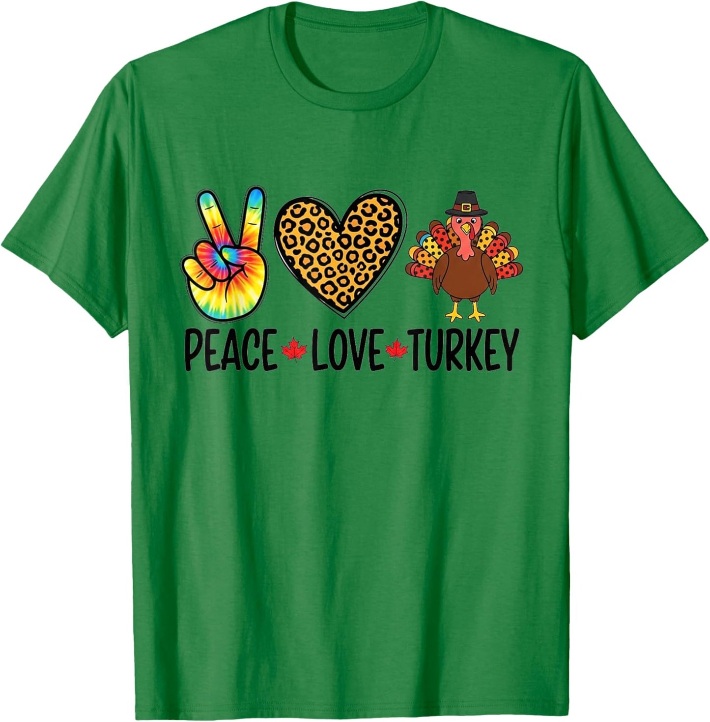 Peace Love Turkey Heart Tie Dye Thanksgiving Cute T-Shirt - T-Shirt | Irish Green