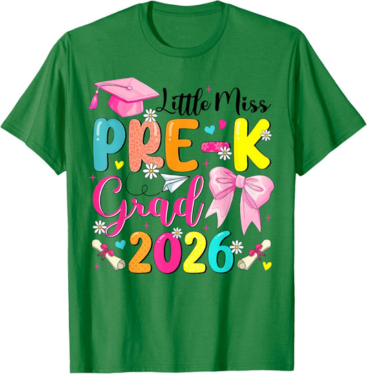 Little Miss Pre-K Grad 2026 Preschool Graduation Kids Girls T-Shirt - T-Shirt | Irish Green