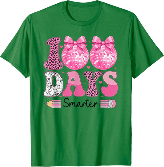 100 Days Smarter Girls Kids 100th Day of School Teacher T-Shirt - T-Shirt | Irish Green