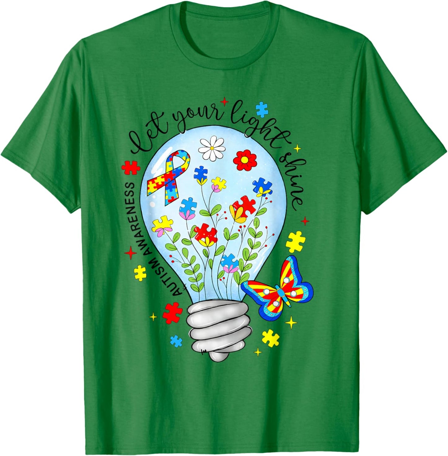 Let You Light Shine Autistic Blue Autism Awareness Men Women T-Shirt - T-Shirt | Irish Green