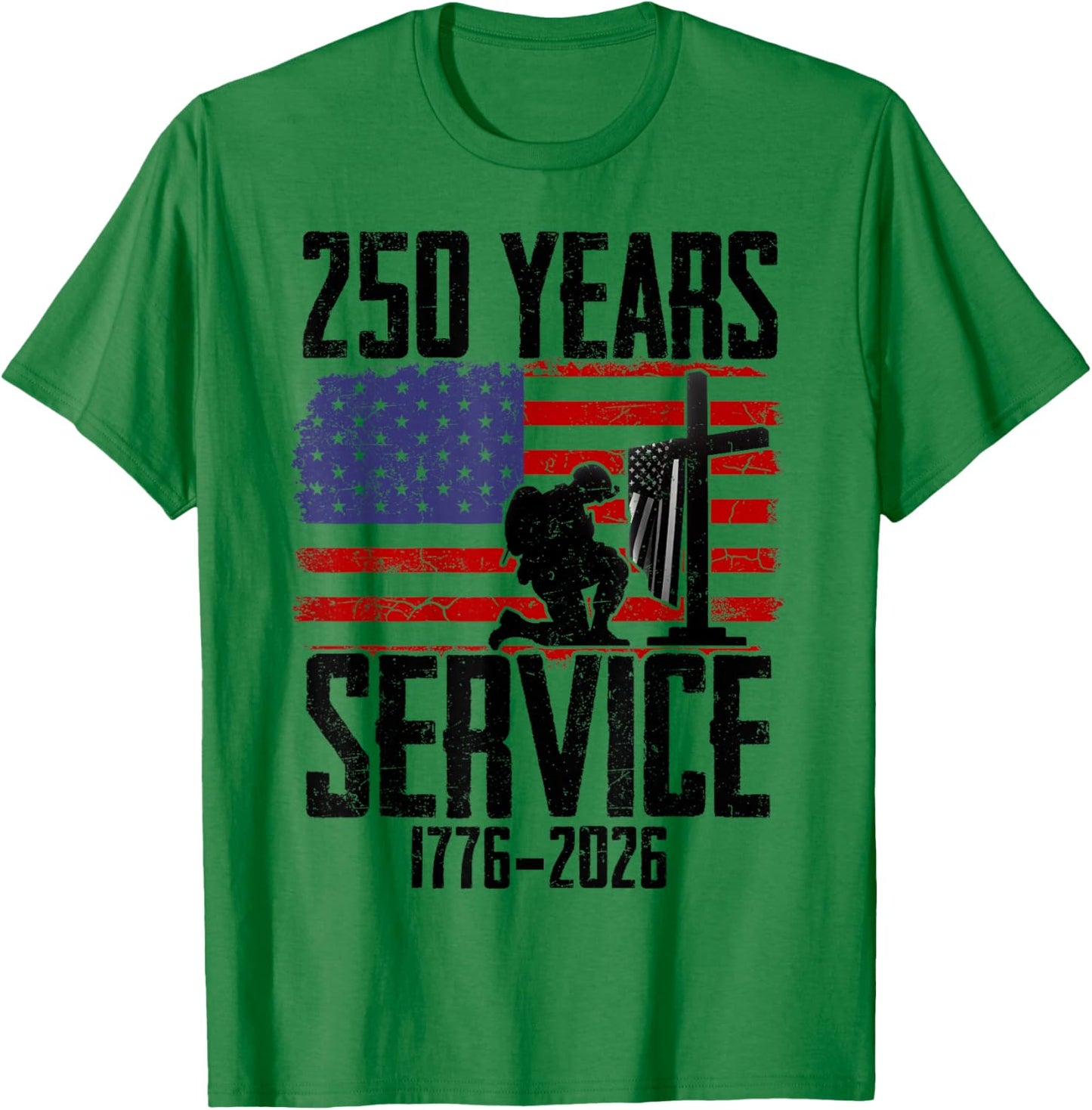 American Flag 250 Years 1776-2026 250th Birthday Patriotic T-Shirt - T-Shirt | Irish Green