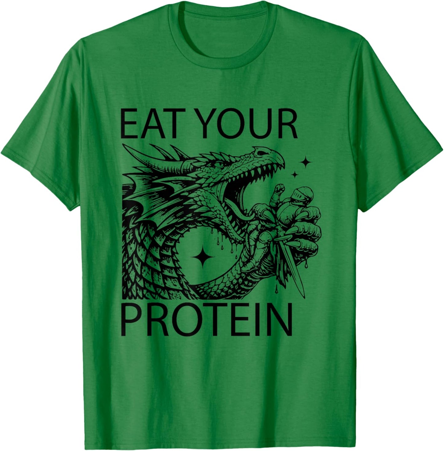 Dragon Eat Your Protein Funny Sarcastic Dragon T-Shirt - T-Shirt | Irish Green