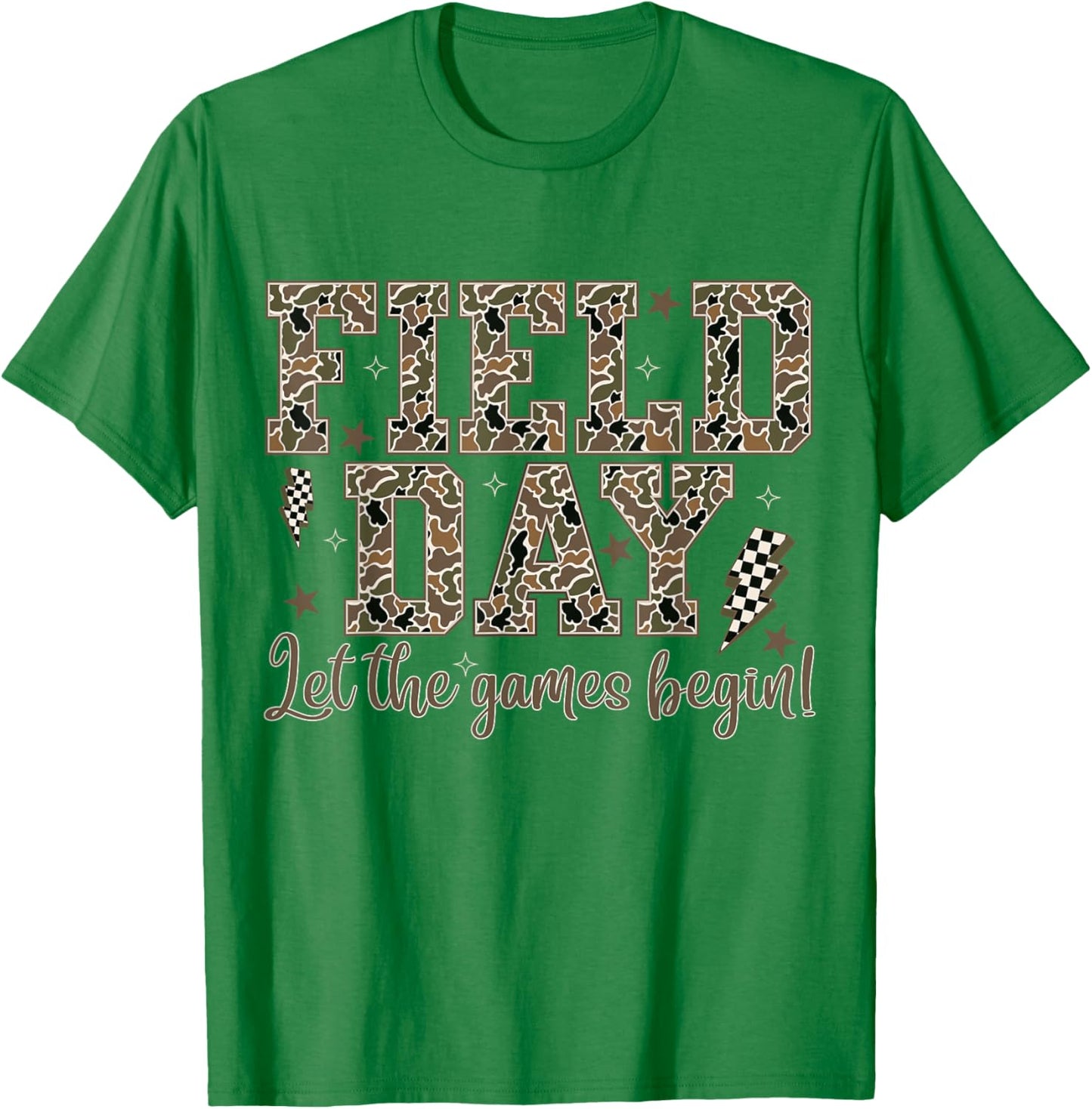 Field Day Let The Games Begin Funny Field Day Camouflage T-Shirt - T-Shirt | Irish Green