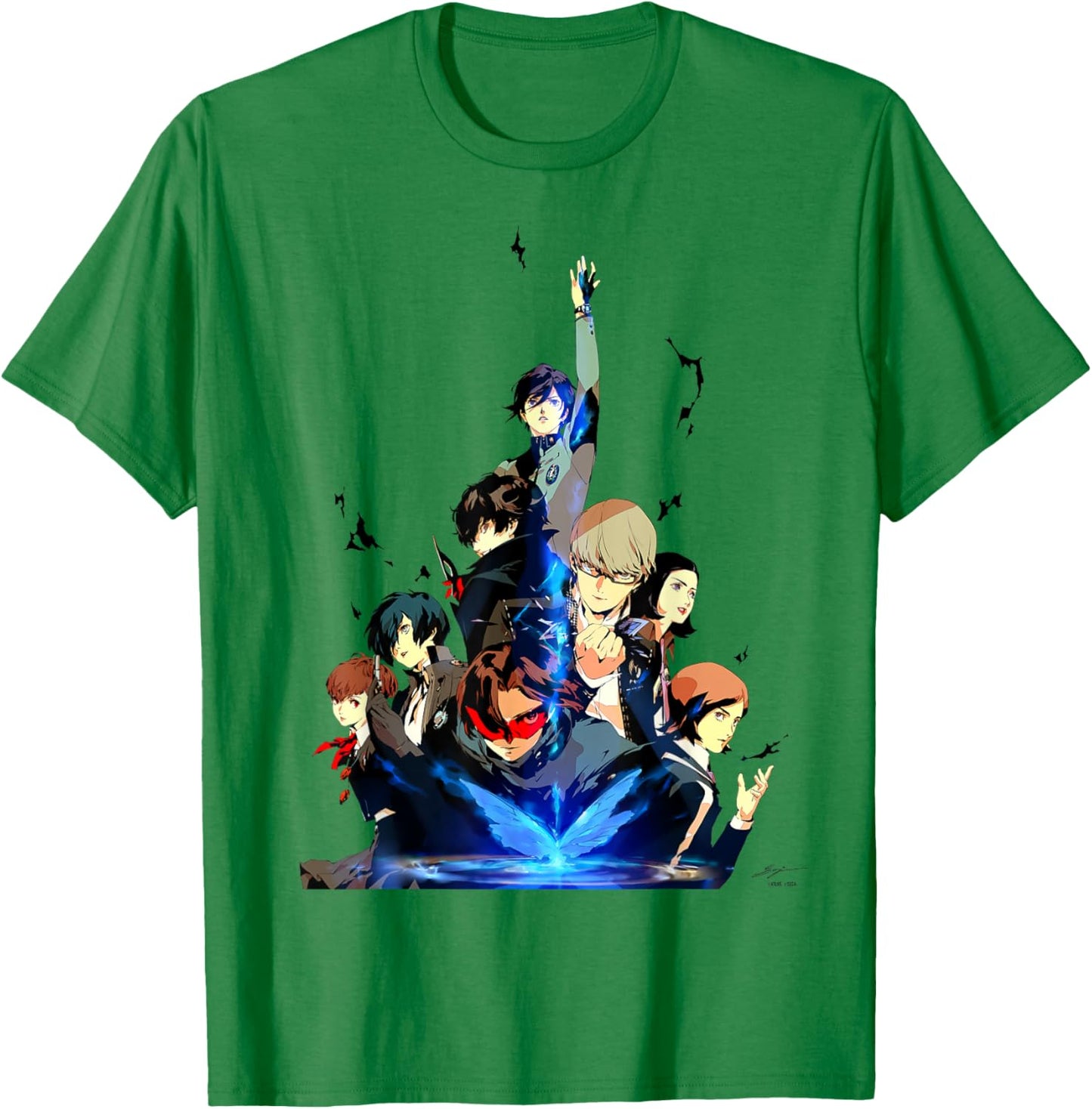 Persona 30th Anniversary Key Art (Black Logo) ATLUS T-Shirt - T-Shirt | Irish Green
