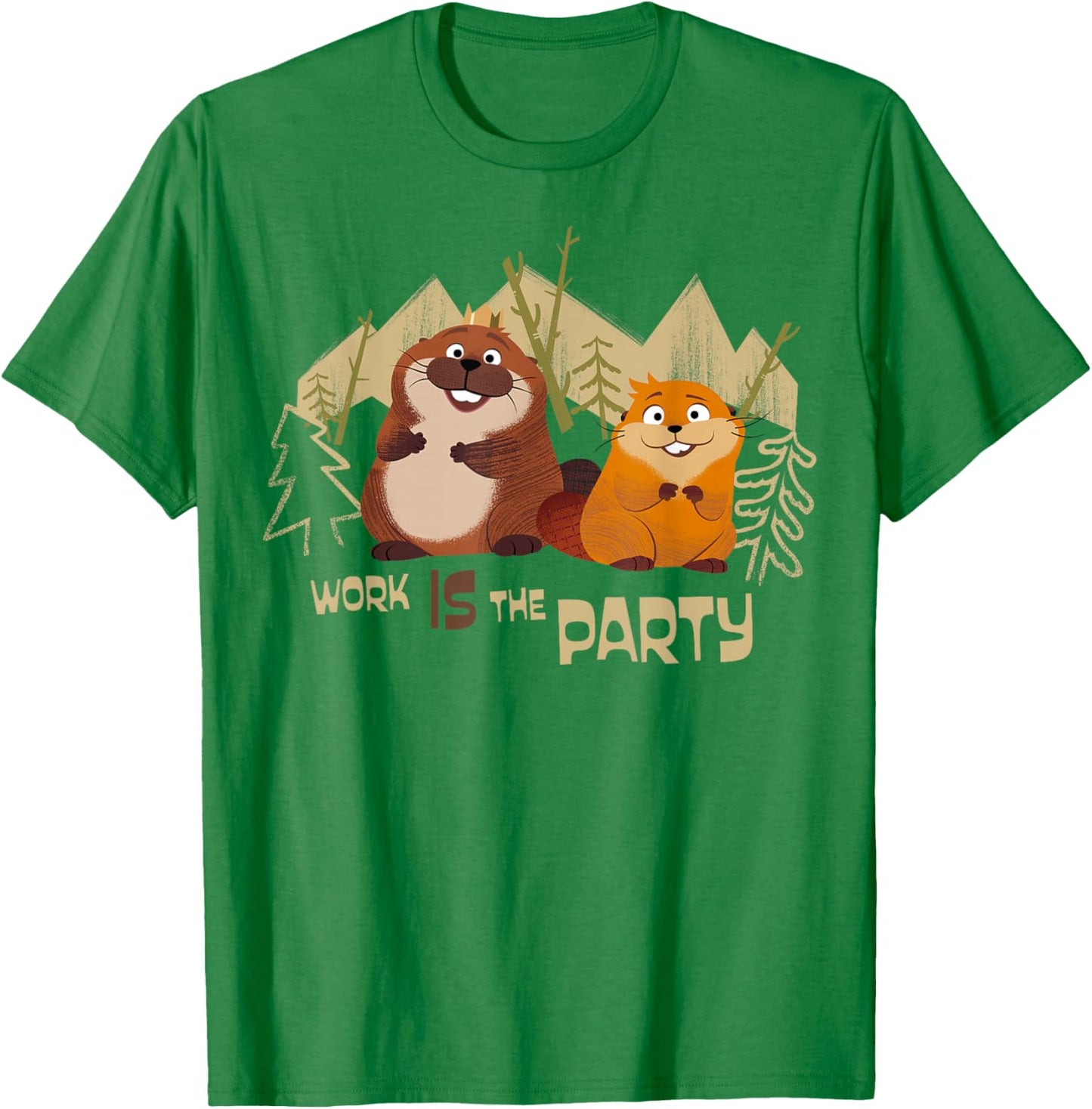 Disney Pixar Hoppers Work is The Party Mabel and King George T-Shirt - T-Shirt | Irish Green
