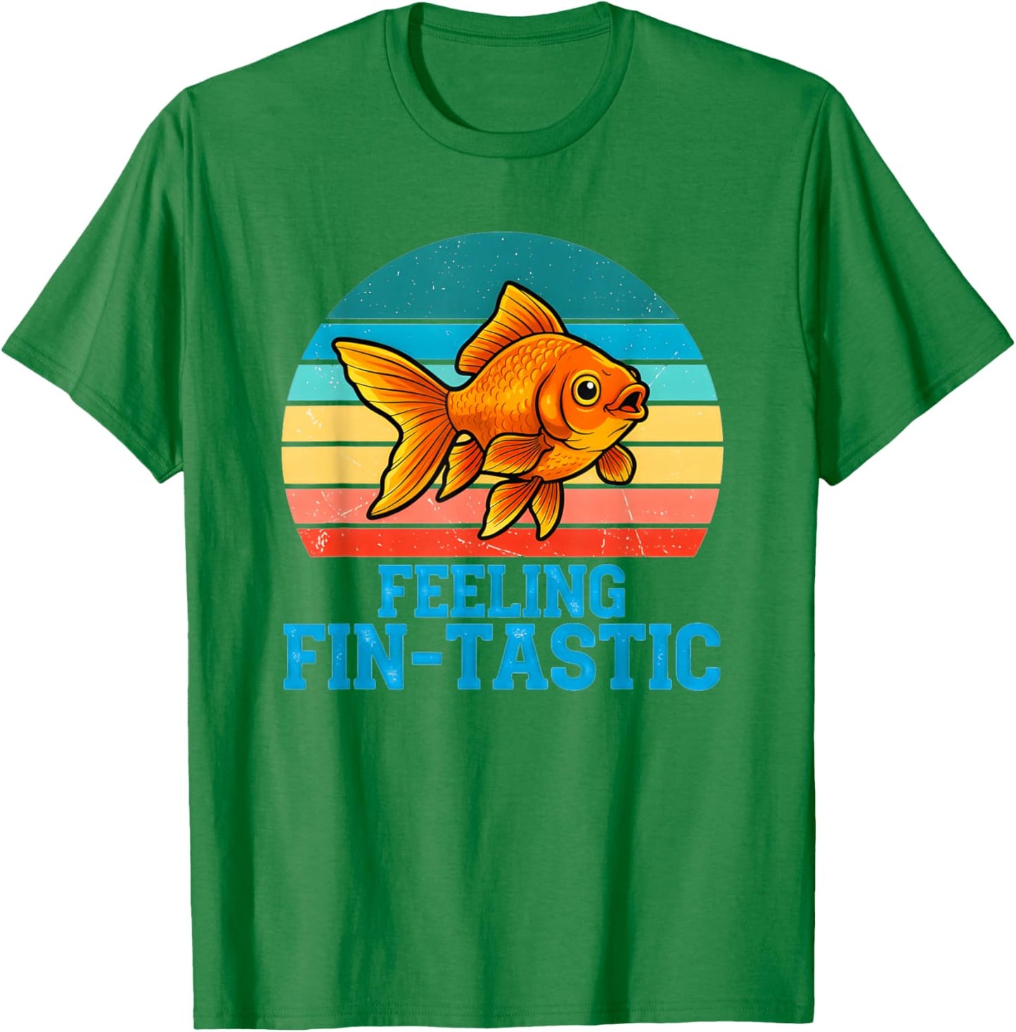 Funny Fish Feeling Fin -Tastic Meme Quote Sunset T-Shirt - T-Shirt | Irish Green