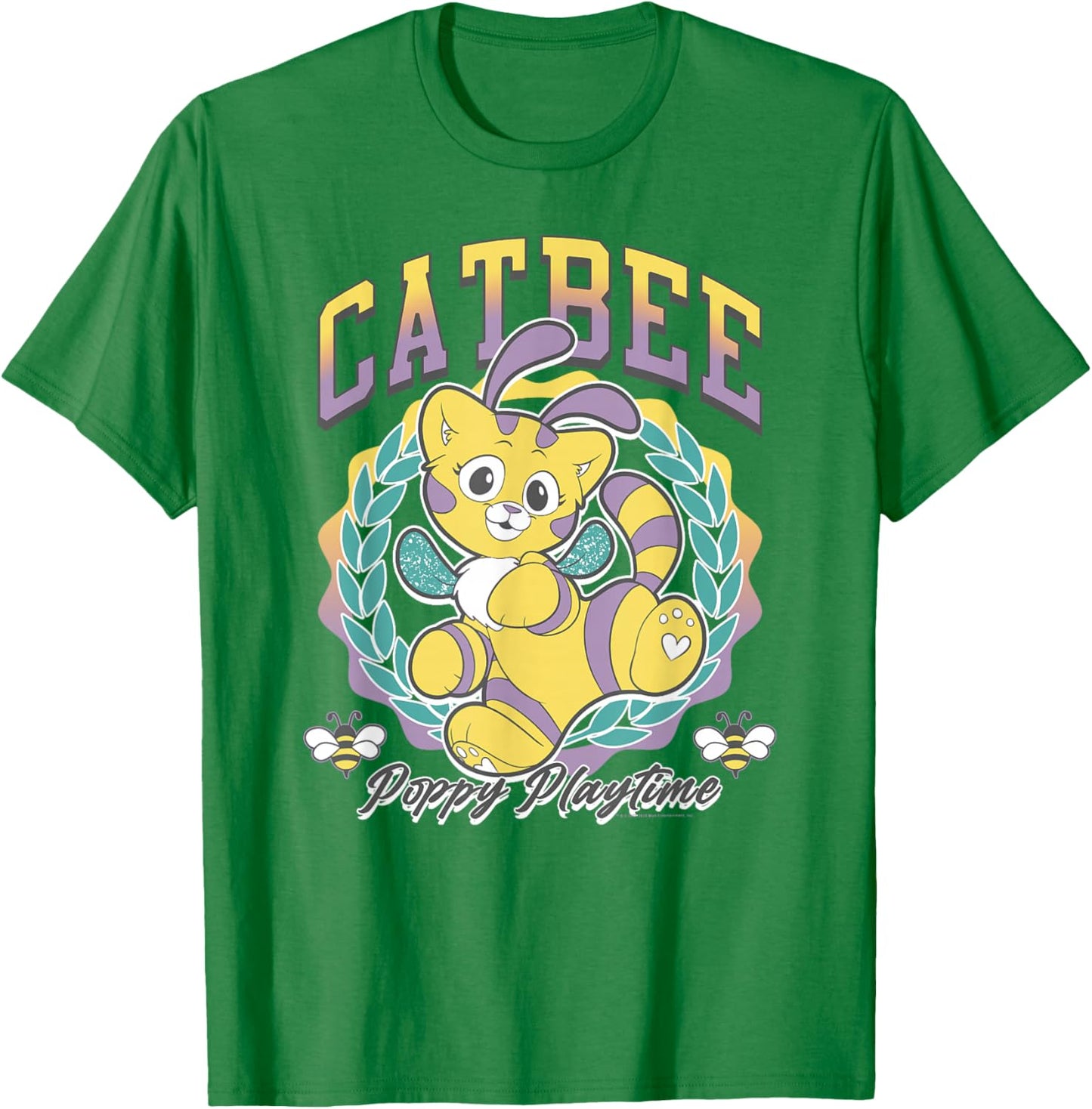 Poppy Playtime Catbee Adorable Garland Distressed Portrait T-Shirt - T-Shirt | Irish Green