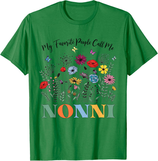 My Favorite People Call Me Nonni Floral Mother's Day T-Shirt - T-Shirt | Irish Green