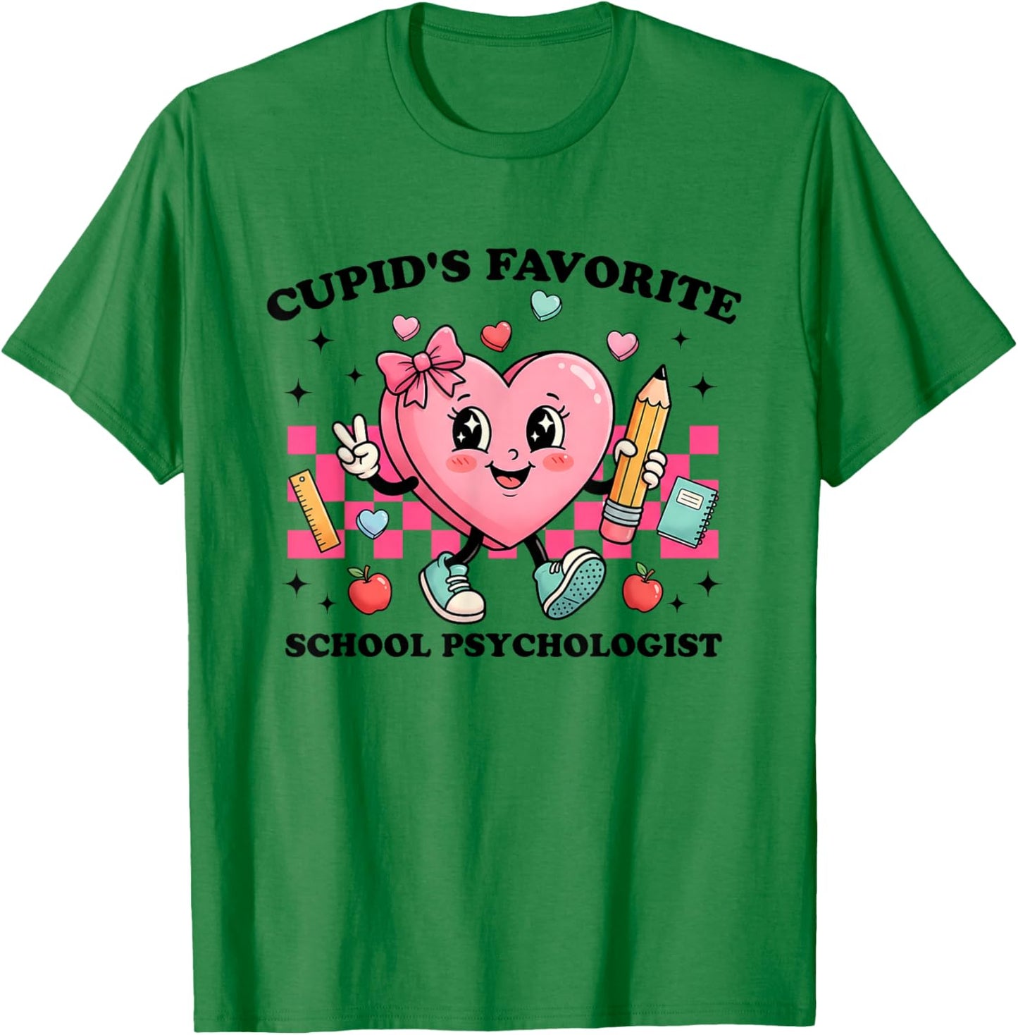 Cupid’s Favorite School Psychologist Valentines Funny Cupid T-Shirt - T-Shirt | Irish Green
