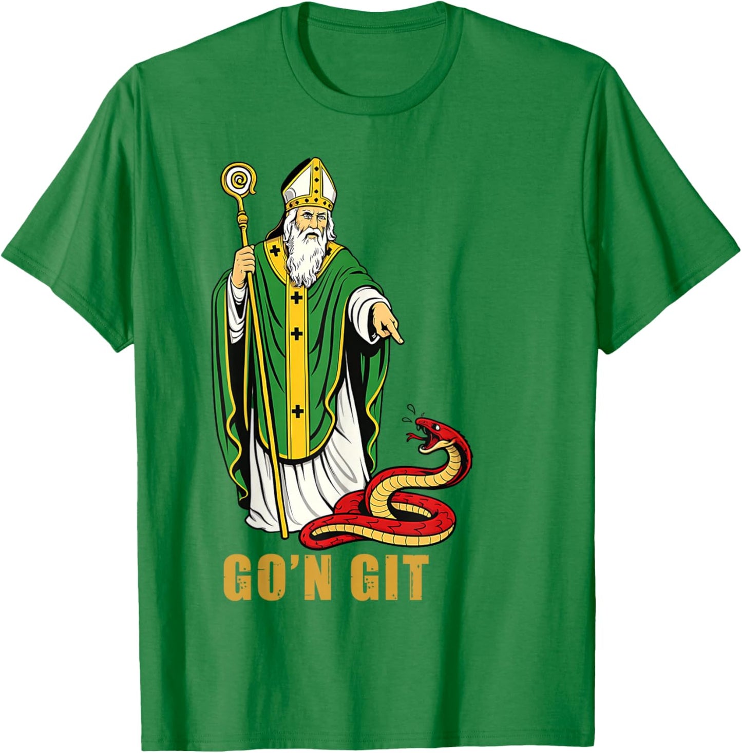 St Patrick Snake Gon Git Card Saint Pattys Men Women Kids T-Shirt - T-Shirt | Irish Green