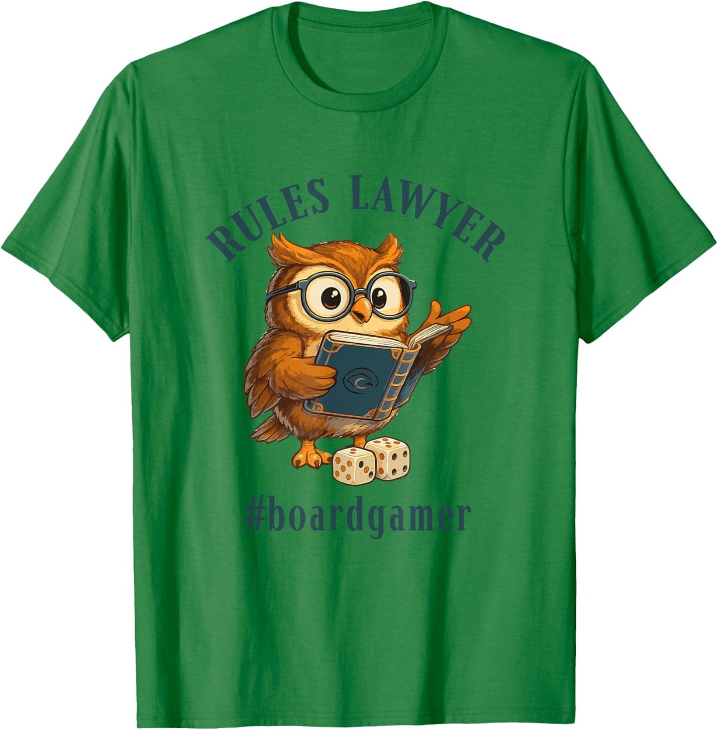 Cute Owl with Glasses Rules Lawyer Board Gamer Play Games T-Shirt - T-Shirt | Irish Green