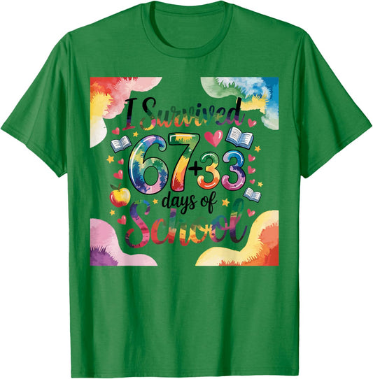 I Survived 67 Days Kids Teens 100th Day of School Teacher 67 T-Shirt - T-Shirt | Irish Green