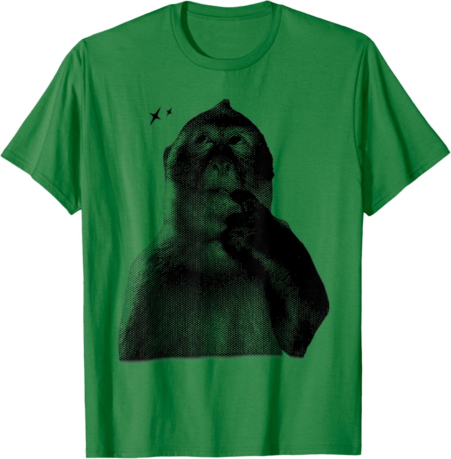 Funny Thinking Monkey Meme 2YK Graphic T-Shirt - T-Shirt | Irish Green