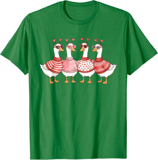 Funny Valentine Goose Squad Matching Heart Love T-Shirt - T-Shirt | Irish Green