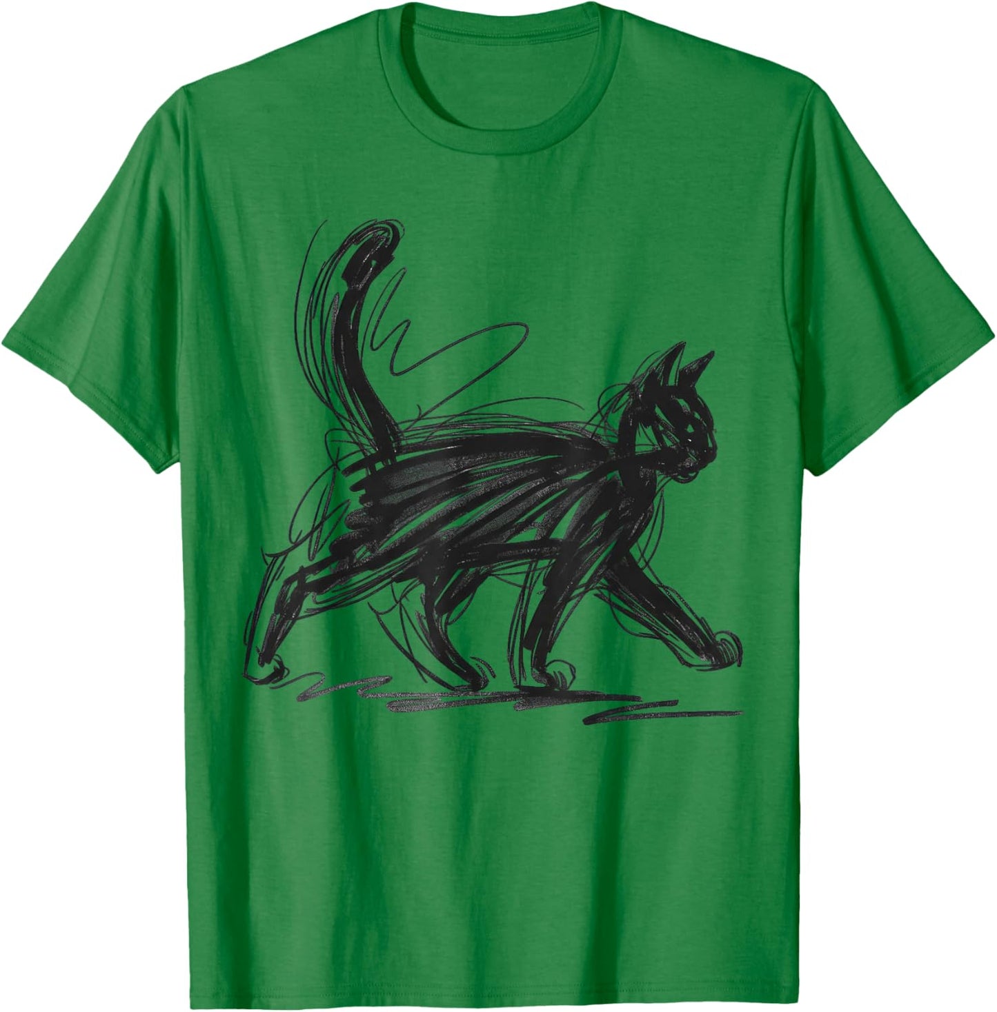 Minimalist cat Art T-Shirt - T-Shirt | Irish Green