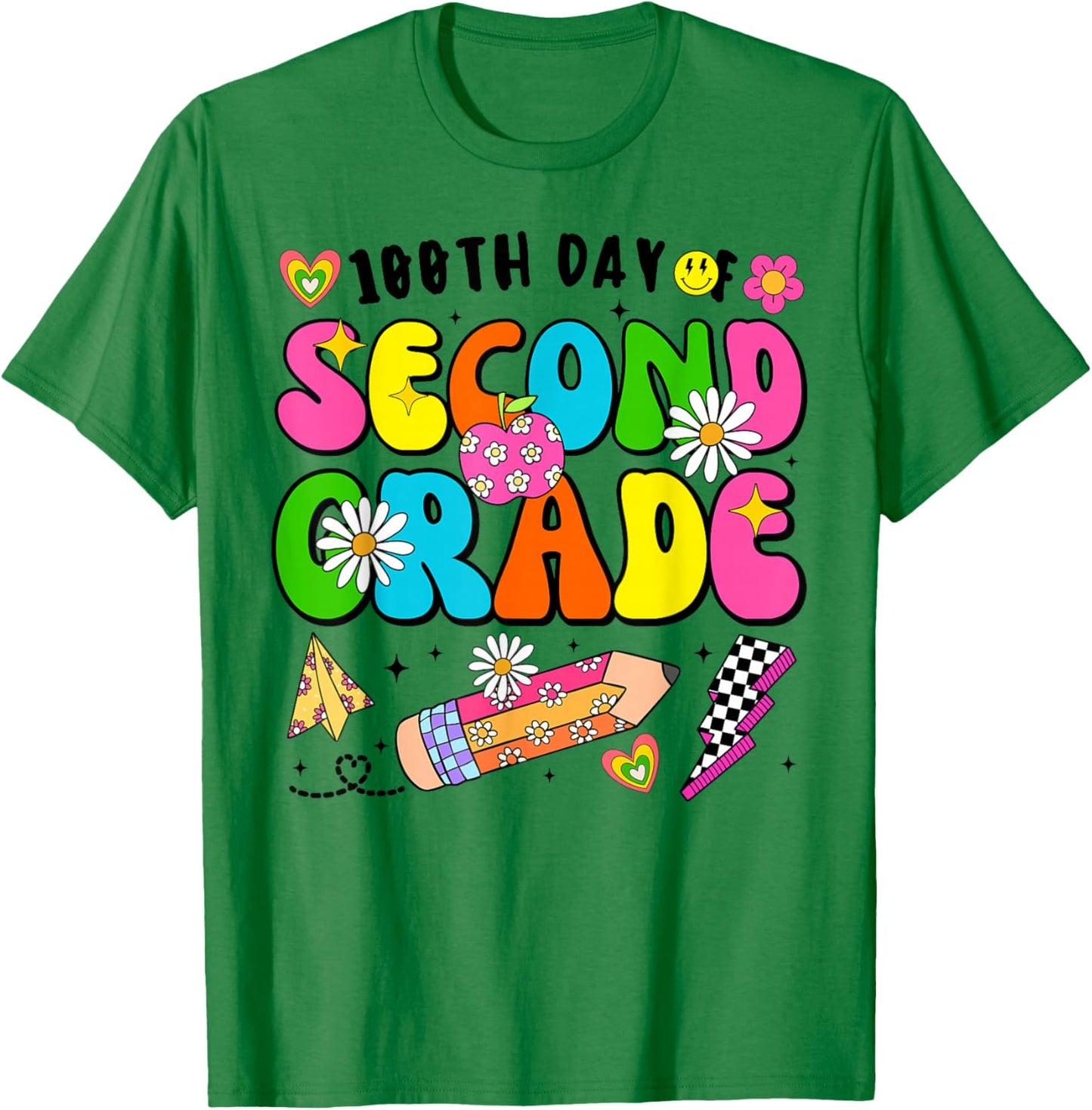 100th Day of School Second Grade for Girls Kids Teachers T-Shirt - T-Shirt | Irish Green