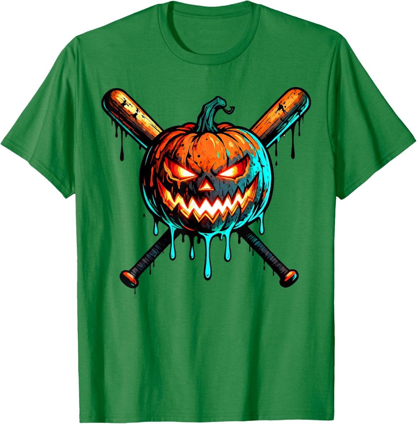 Pumpkin Halloween Baseball Ice Cream Drip Spooky Boys Youth T-Shirt - T-Shirt | Irish Green