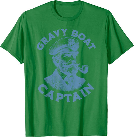 Vintage Gravy Boat Captain Funny Thanksgiving T-Shirt - T-Shirt | Irish Green