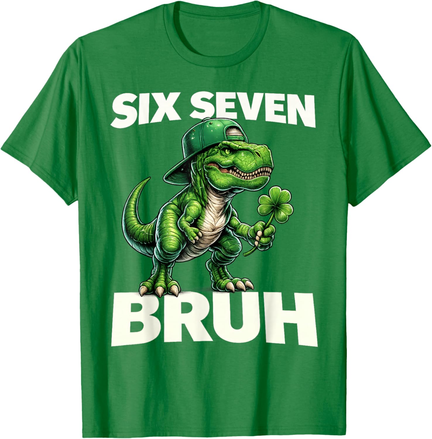 Boys st Patricks Day 67 Trex Dab Six Seven Bruh Kids Youth T-Shirt - T-Shirt | Irish Green