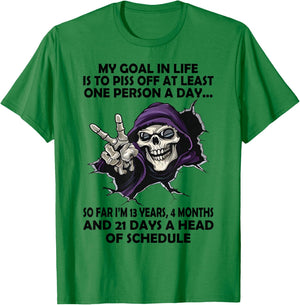 Skull - My Goal in Life is to Piss Off at Least One Person T-Shirt - T-Shirt | Irish Green