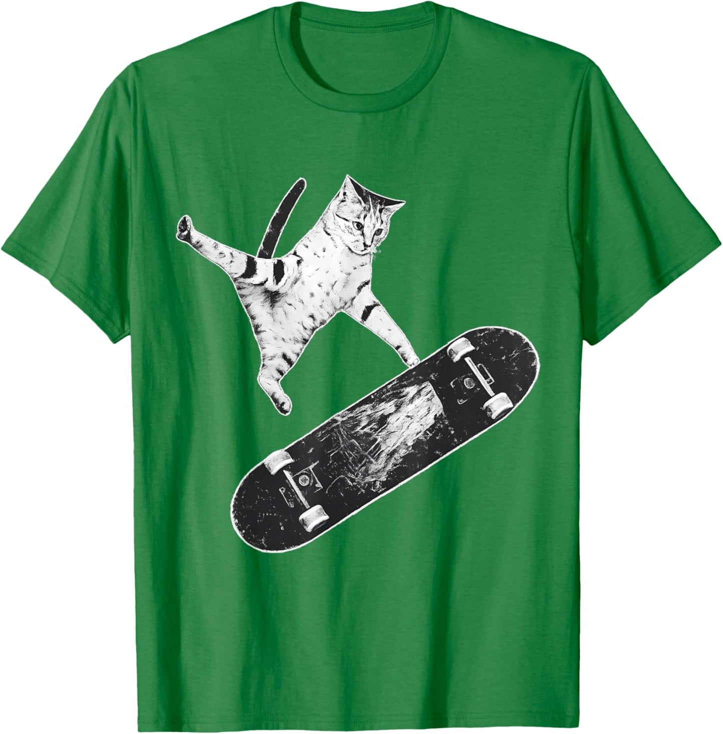 Skater Cat T-Shirt - T-Shirt | Irish Green