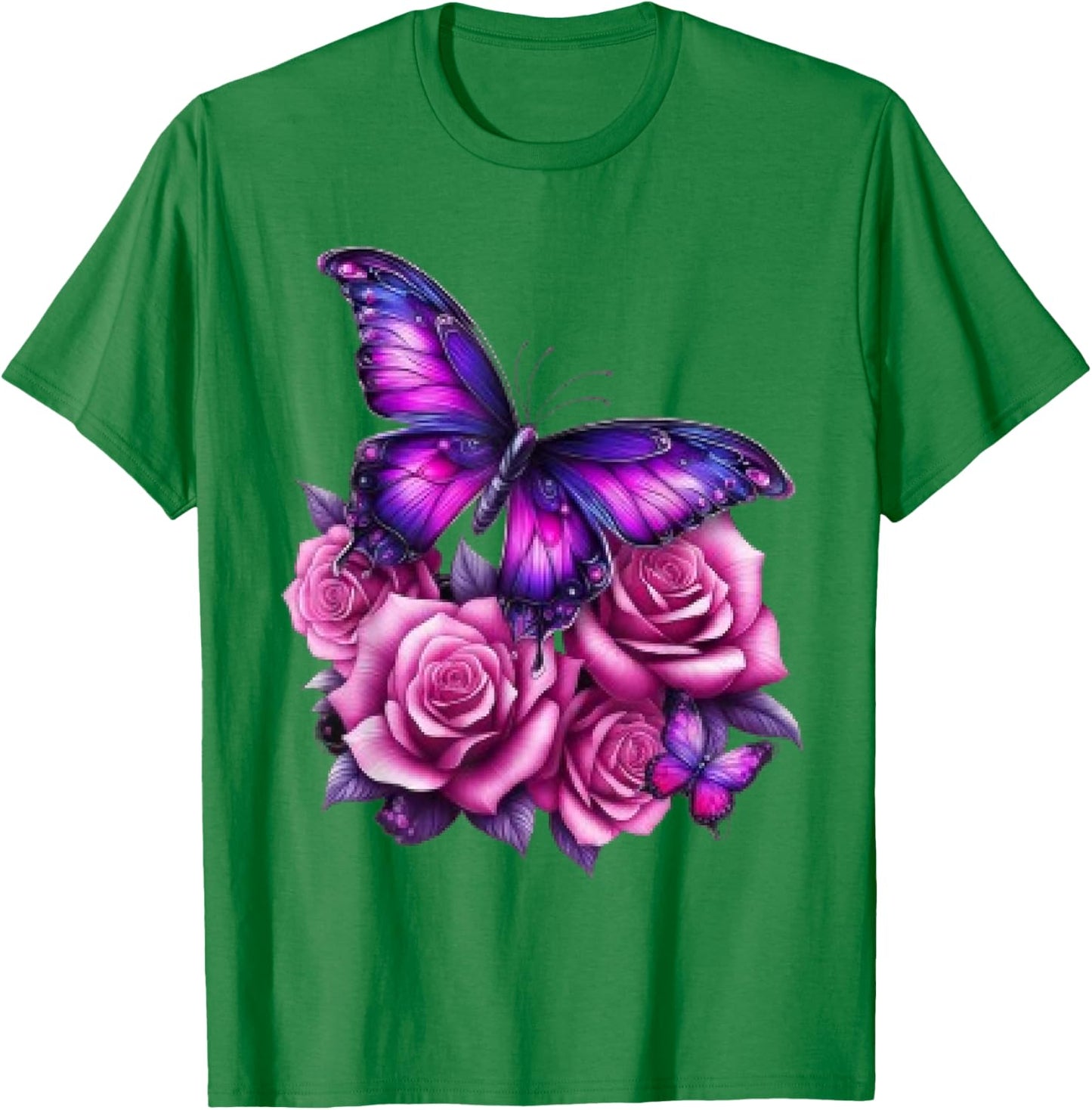 Beautiful Butterfly Purple Rose Butterfly Lovers Gifts Women T-Shirt - T-Shirt | Irish Green