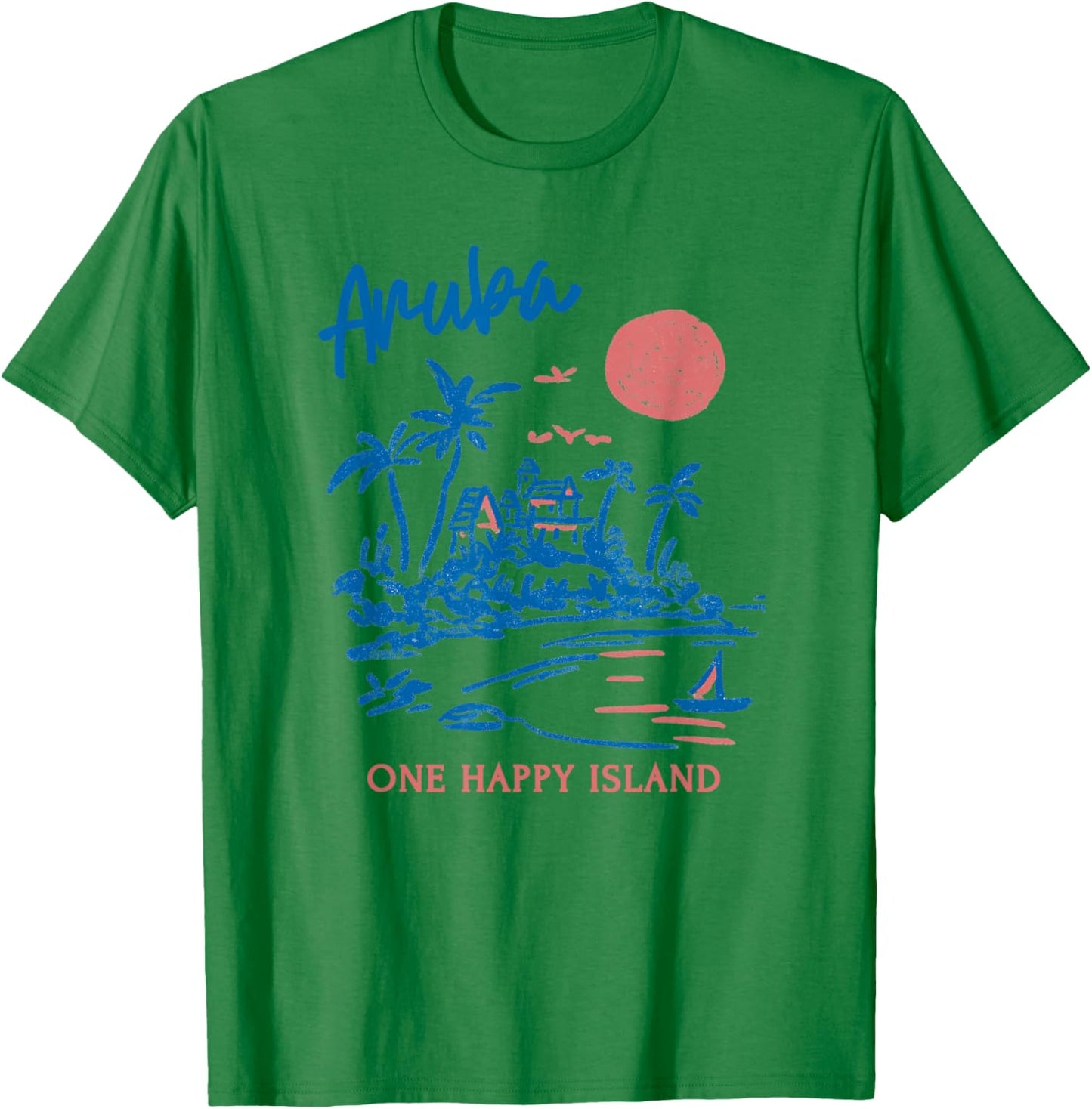 Aruba One Happy Island Caribbean Vacation Travel Souvenir T-Shirt - T-Shirt | Irish Green