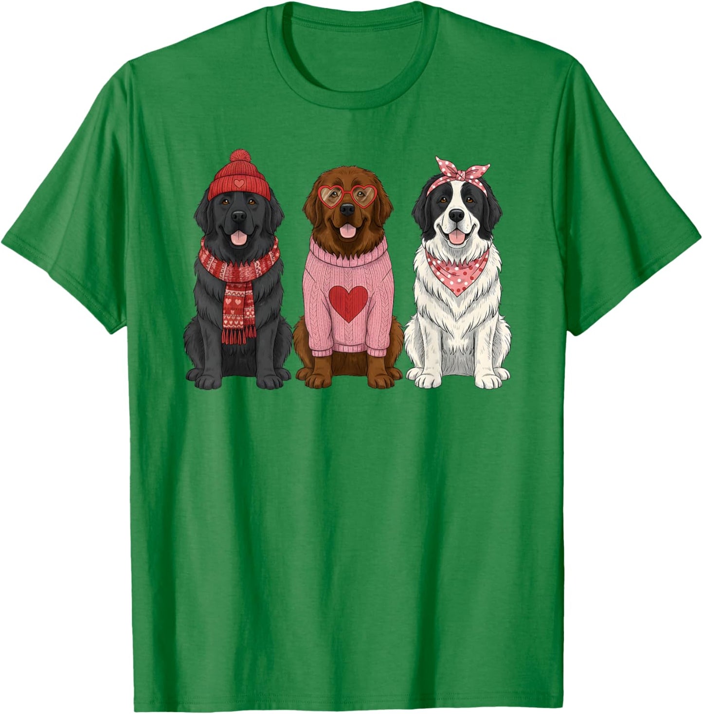 Cute Newfie Valentine Newfoundland Dog T-Shirt - T-Shirt | Irish Green