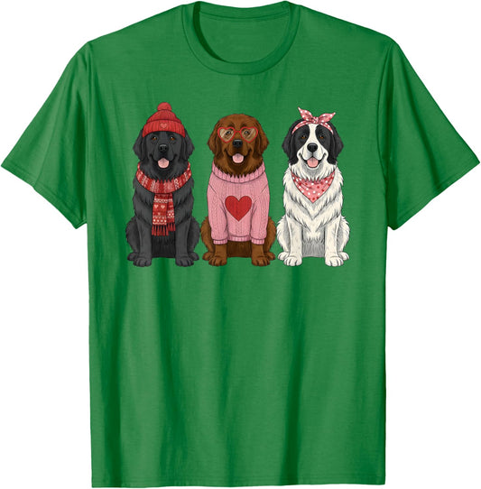 Cute Newfie Valentine Newfoundland Dog T-Shirt - T-Shirt | Irish Green