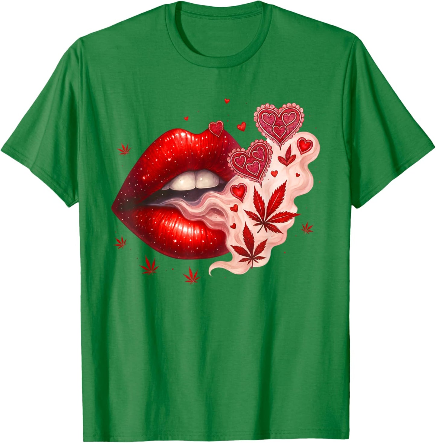 Valentine’s Day Cannabis Weed Lover Marijuana Stoner Babe T-Shirt - T-Shirt | Irish Green