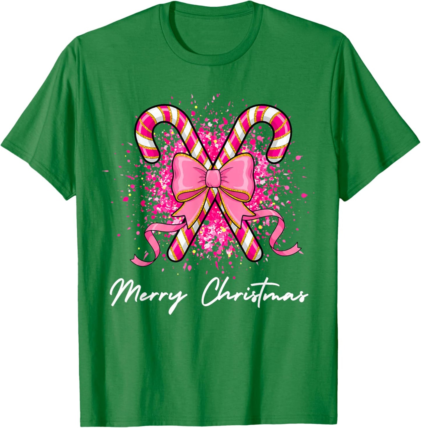 Christmas Pink Bow Croquette Candy Toddler Girls Teens Women T-Shirt - T-Shirt | Irish Green