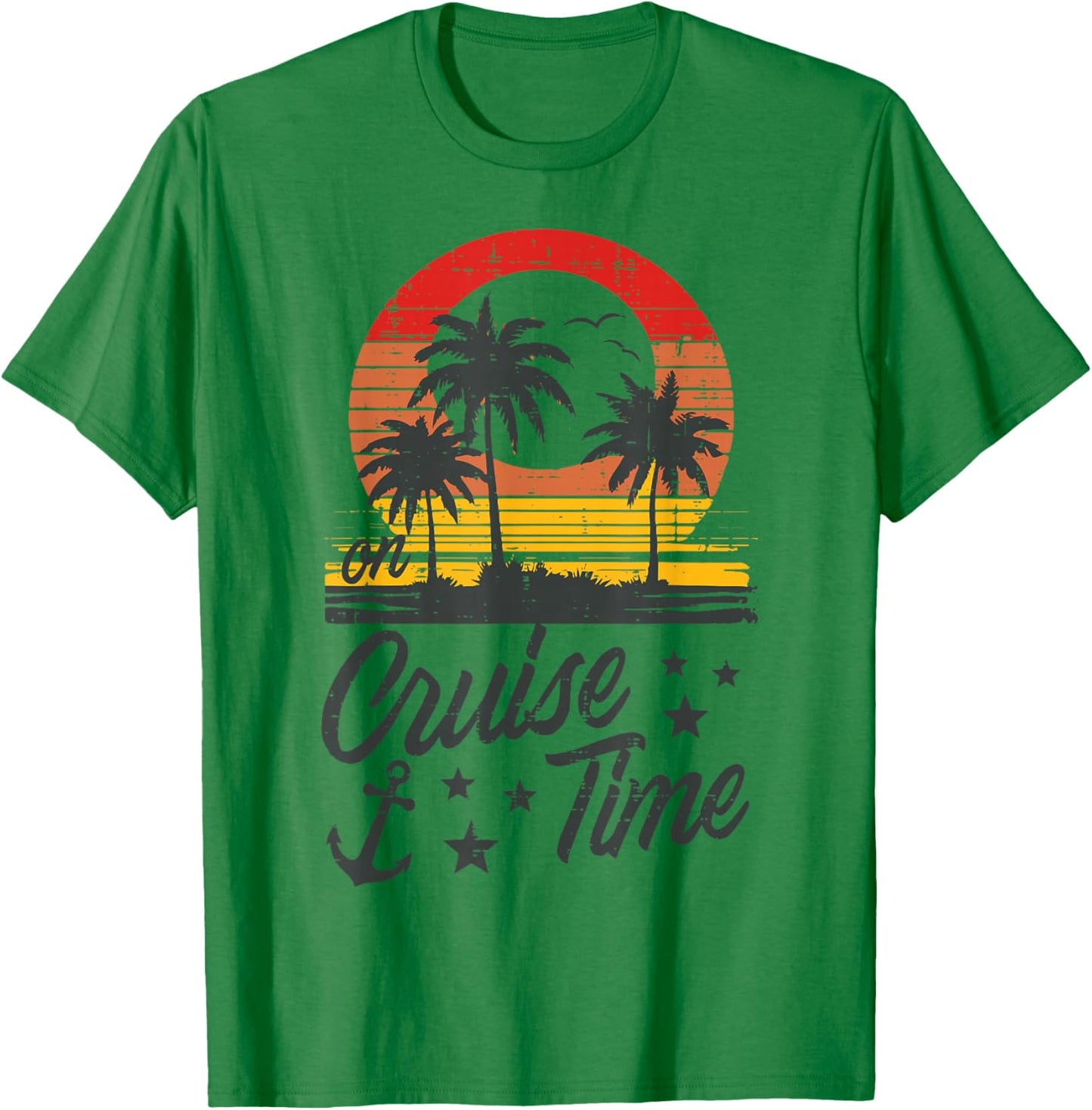 Vacation On Cruise Time Sunset Retro Summer Women Men Kids T-Shirt - T-Shirt | Irish Green