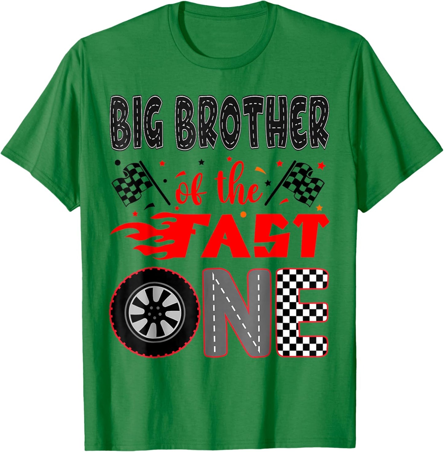 Big Brother of The Fast One Birthday 1st Race Car Family T-Shirt - T-Shirt | Irish Green