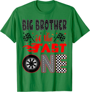 Big Brother of The Fast One Birthday 1st Race Car Family T-Shirt - T-Shirt | Irish Green