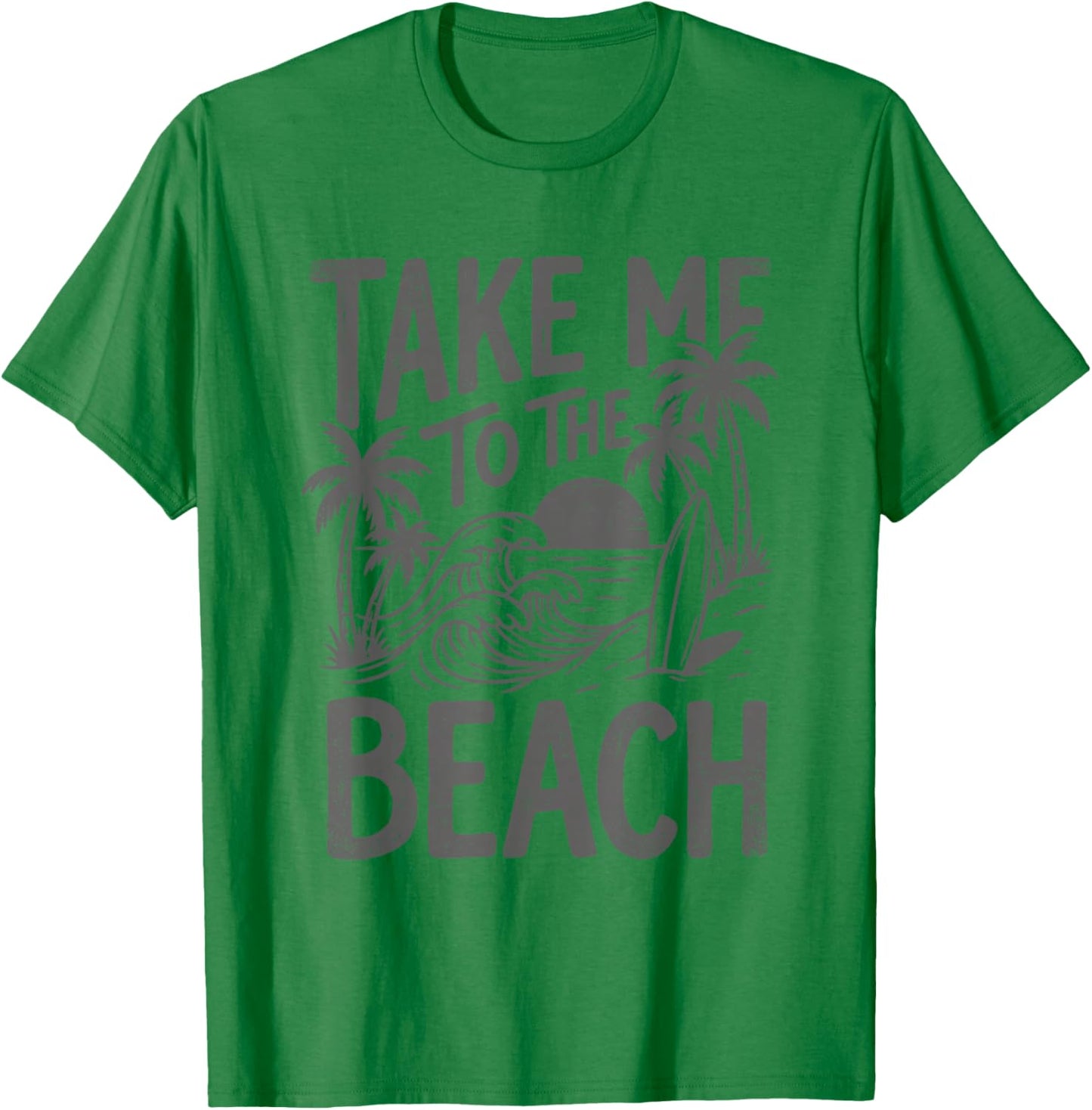 Take Me to The Beach Palm Tree Surf Sunset Retro Vacation T-Shirt - T-Shirt | Irish Green