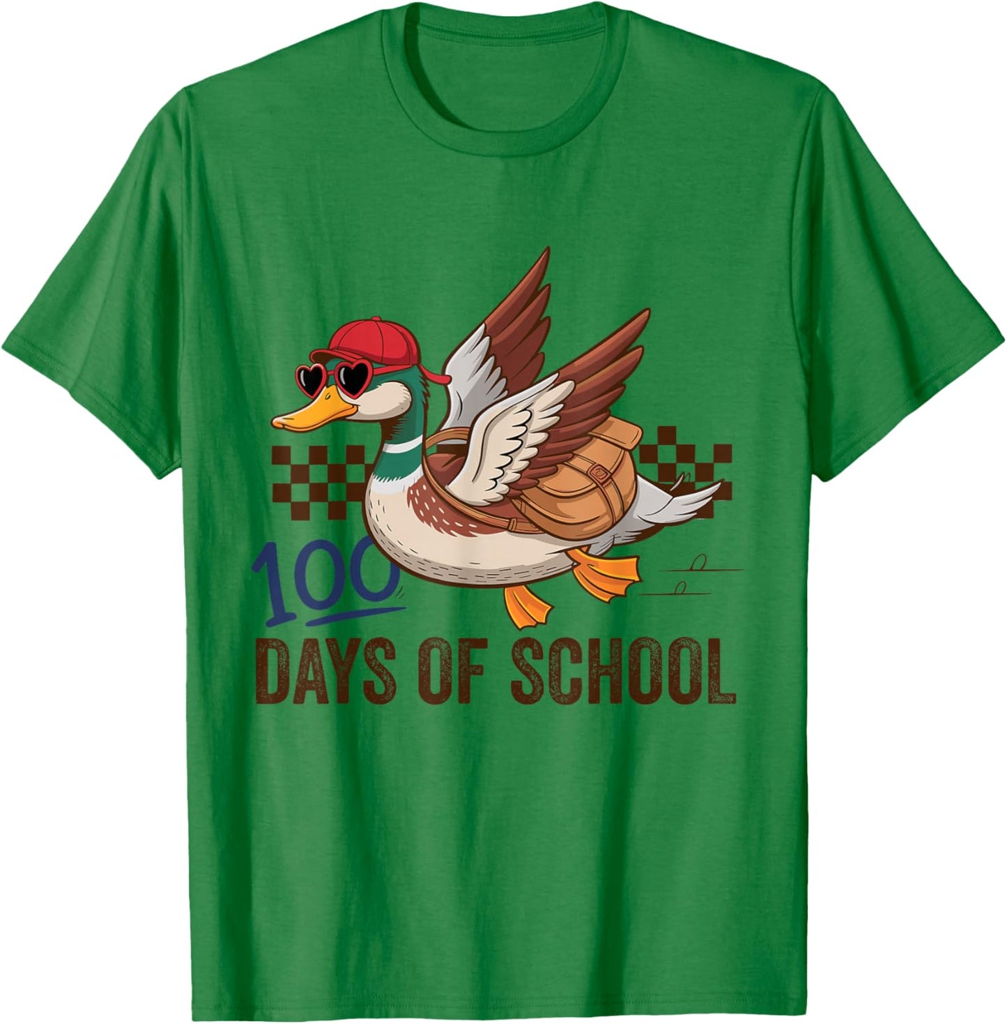 Happy 100 Days of School Goose Teacher Kids T-Shirt - T-Shirt | Irish Green