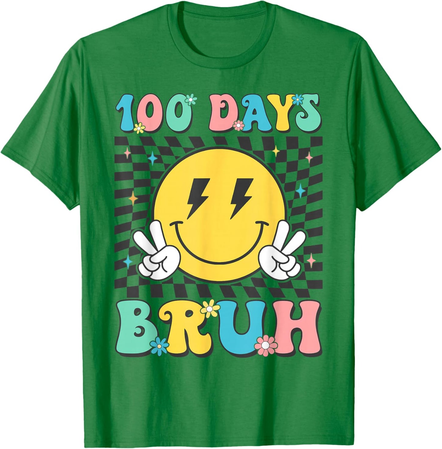 Cute100 Days Bruh100th Day of School Vibes Kids Boys Girls T-Shirt - T-Shirt | Irish Green