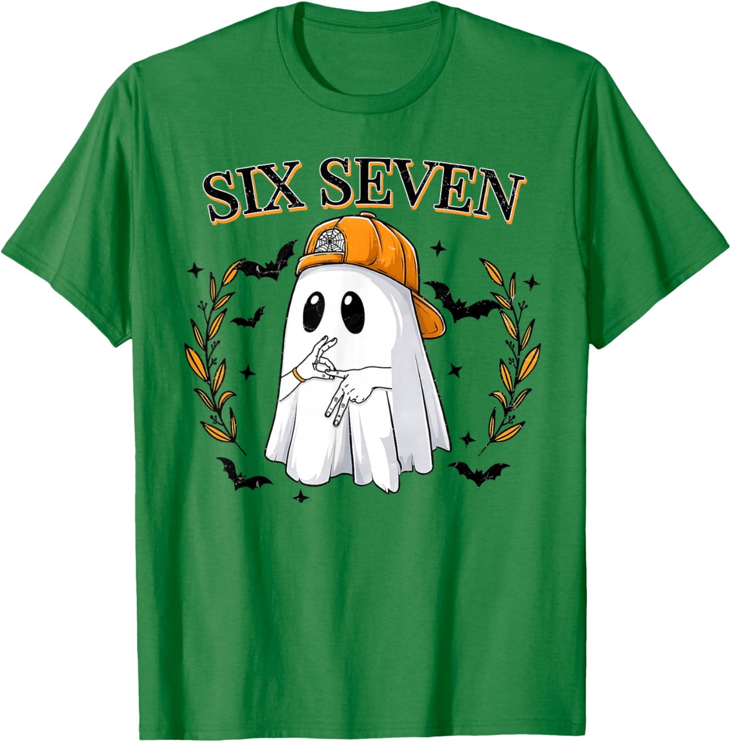 Cool Six Seven 6 7 Ghost Halloween Meme Slang Gen Z Alpha T-Shirt - T-Shirt | Irish Green