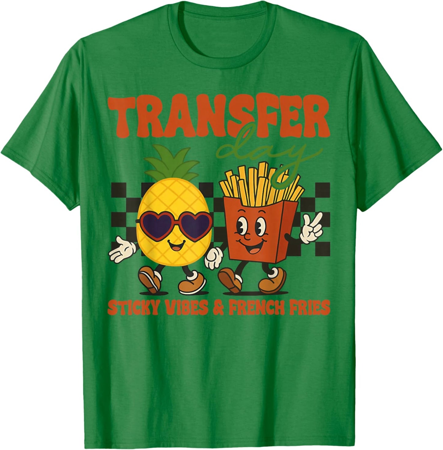 Retro Groovy Transfer Day Sticky Vibes IVF Couple Embryo T-Shirt - T-Shirt | Irish Green
