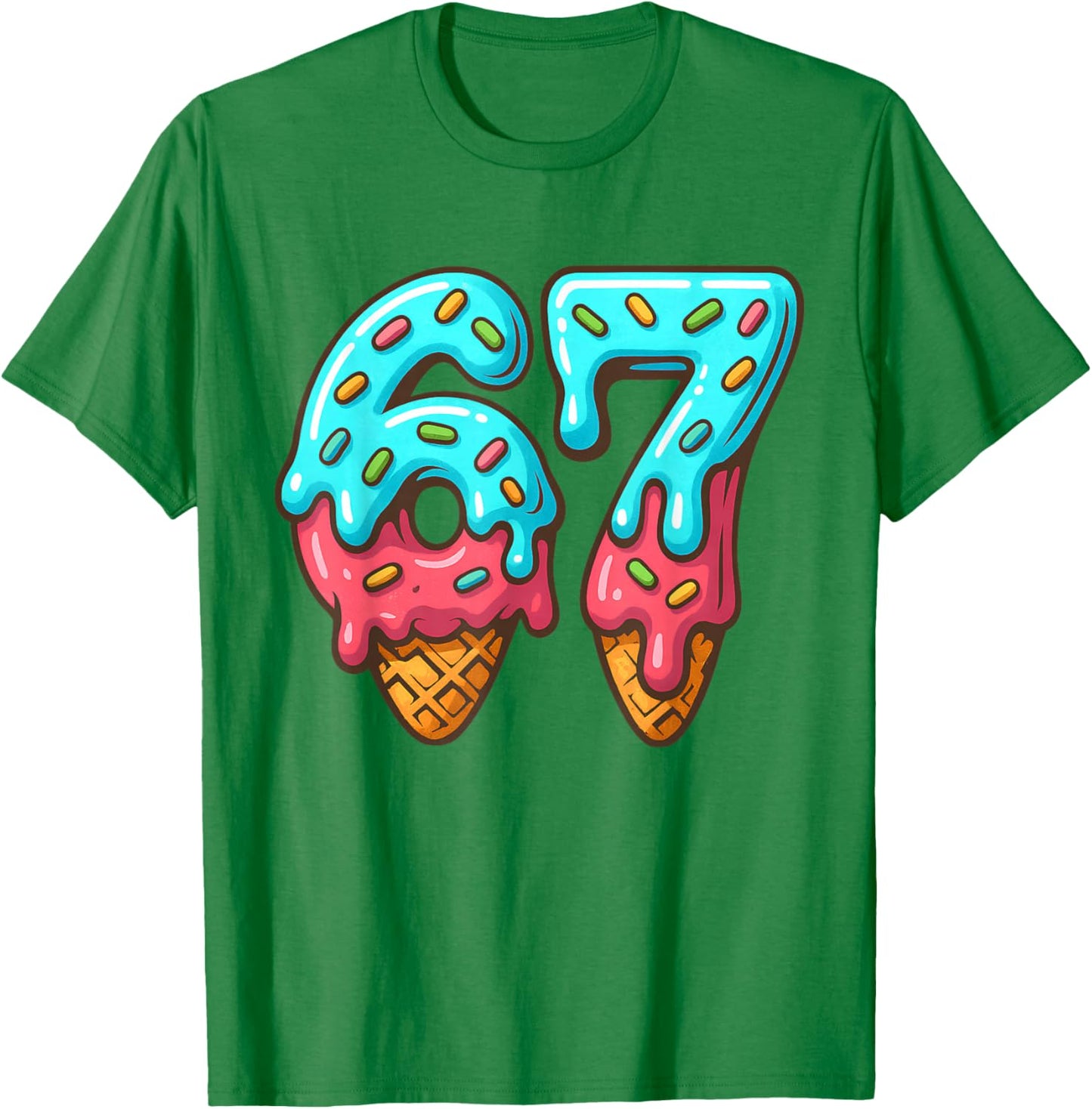 67 Meme Trendy Cream Halloween Funny Six Seven Gen Alpha Z T-Shirt - T-Shirt | Irish Green